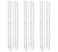 vidaXL Gabion Raised Beds - 3 Piece Set, 30x30x200 cm, Iron, Silver, Weather-Proof, Rust-Proof, Easy to Assemble, Landscaping