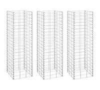 vidaXL Gabion Raised Beds Set of 3, In Silver Iron, Rust-Proof and Weather-Proof, Ideal for DIY Landscape Design, Sturdy and Durable, 30x30x100 cm