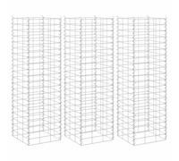 vidaXL Gabion Raised Beds Set of 3, In Silver Iron, Rust-Proof and Weather-Proof, Ideal for DIY Landscape Design, Sturdy and Durable, 30x30x100 cm