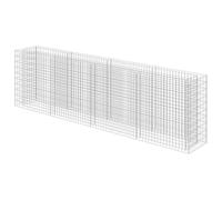 vidaXL Gabion Raised Garden Bed - Sturdy Galvanised Steel Rectangular Planter - Large, Weather- & High Load Capacity - Silver, 360x50x100 cm for Outdoor Use