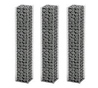vidaXL Gabion Set 3 pcs Galvanised Wire 25 x 25 x 150 cm