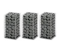 vidaXL Gabion Set 3 pcs Galvanised Wire 25 x 25 x 50 cm