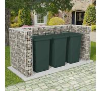 vidaXL Gabion Triple Wheelie Bin Surround Steel 250x100x120 cm UK