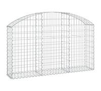 vidaXL Galvanised Iron Arched Gabion Basket - 150x30x80/100cm Silver Mesh Cage for Garden Landscaping and Outdoor Design