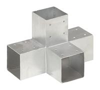 vidaXL Galvanised Metal Post Connector X Shape - Wood Beam Shoe Support for Outdoor Structure 91x91mm