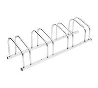 vidaXL Galvanised Steel Bike Rack - Space-Saving Floor Stand for 4 Bicycles - With Secure Ground Anchoring for Theft Protection - Silver