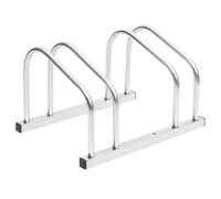 vidaXL Galvanised Steel Bike Rack Stand for Floor - Space-saving 2-bike Storage Solution with Anti-Theft Function - Silver