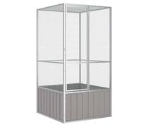 vidaXL Galvanised Steel Bird Cage - Outdoor Aviary in Grey - Large and Spacious Playground - Mesh Design for Ventilation - Ideal for Parrots, Budgies and Other Birds