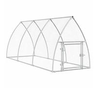 vidaXL Galvanised Steel Chicken Cage - Spacious & Secure Outdoor Enclosure with Water-resistant Roof, 300x105x120 cm, Silver