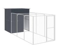 vidaXL Galvanised Steel Dog House with Run - Spacious Pet Kennel with Mesh Design and Protective Roof - Anthracite 165x455x181 cm