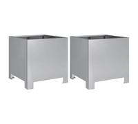 vidaXL Galvanised Steel Garden Planters - Outdoor Planter Box - Flower Pot Set - - - 30x30x30 cm - 2 pcs