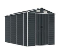 vidaXL Galvanised Steel Garden Shed - Large Storage Space - Large Ventilation - Practical Door Handles - Anthracite