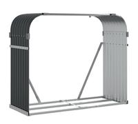 vidaXL Galvanised Steel Log Holder - Anthracite Firewood Rack with Wall Hooks, Outdoor Wood Storage for Easy Access and Dry Logs, 120x45x100 cm