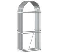 vidaXL Galvanised Steel Log Holder Firewood Rack - Large Capacity, Weather Resistant Outdoor/Indoor Wood Storage (Light Grey, 80x45x190 cm)