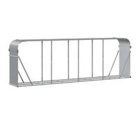 vidaXL Galvanised Steel Log Holder - Light Grey, Outdoor Firewood Rack with Wall-Attachment Hooks for Ample Wood Storage