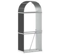 vidaXL Galvanised Steel Log Holder Rack - 80x45x190cm Anthracite Firewood Storage for Outdoor, Fireplace, Burner