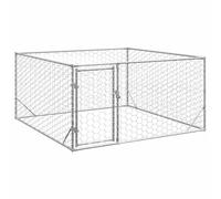 vidaXL Outdoor Kennel for Dogs Gate 2 x 2 x 1 m Galvanised Steel, Outdoor Dog Cage, Large Dog Cage, Outdoor Dog Run