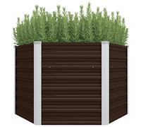 vidaXL Galvanised Steel Raised Garden Bed in Brown - Spacious Flower/Herb Planter for Patio/Garden/Balcony Decor