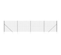 vidaXL Galvanised Steel Wire Mesh Fence with Spike Anchors, Interlocking Design, UV and Rust Resistant, 1.6 x 10 m - Anthracite