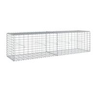 vidaXL Galvanized Gabion Basket with Cover 200x50x50 cm - Heavy Duty Rust-Resistant Wire Cage for Garden, Landscaping, Retaining Walls