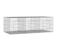 vidaXL Galvanized Iron Rabbit Cage - 163x79x54 cm - Wire Frame, Ventilated Design, Multi-Room Small Animal Enclosure