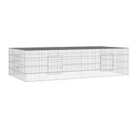 vidaXL Galvanized Iron Rabbit Cage - Spacious and Ventilated Design with 2-Panels - Silver - Easy Assembly - Comfortable Rabbit Playpen