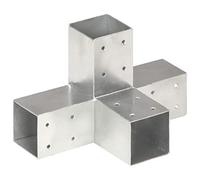 vidaXL Galvanized Metal X Shape Post Connector - Silver 71x71mm Wood Beam Shoe for Outdoor Canopies, Shelters, DIY Projects