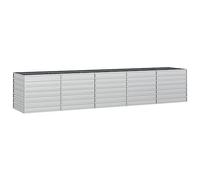 vidaXL Garden Raised Bed 400x80x77 cm Galvanized Steel Silver Flower Box Pot