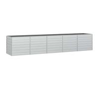 vidaXL Garden Raised Bed Outdoor Patio Terrace Backyard Balcony Flower Plant Vegetable Box Planter Pot 400x80x77 cm Galvanized Steel Silver