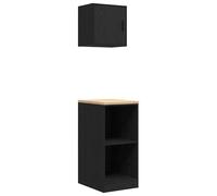vidaXL Garage Cabinets 2 pcs Black Engineered Wood cabinet tool cabinet