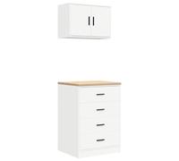 vidaXL Garage Cabinets 2 pcs White Engineered Wood cabinet tool cabinet