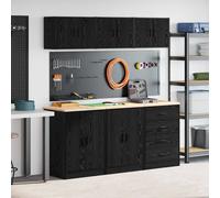 vidaXL Garage Cabinets 6 pcs Black Engineered Wood