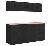 vidaXL Garage Cabinets 6 pcs Black Engineered Wood