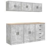 vidaXL Garage Cabinets 6 pcs Concrete Grey Engineered Wood cabinet