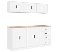 vidaXL Garage Cabinets 6 pcs White Engineered Wood