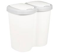 vidaXL Garbage Bin White 49.5 x 30 x 46.5 cm PP, Modern Trash Container, Compact