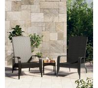 (black) vidaXL Garden Adirondack Chair Outdoor Chair Sun Lounger Armchair Poly Rattan