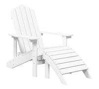 vidaXL Garden Adirondack Chair with Footstool HDPE White Patio Outdoor Seating