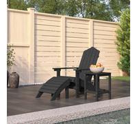 vidaXL Garden Adirondack Chair with Footstool & Table HDPE Anthracite Armchair