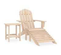 vidaXL Garden Adirondack Chair with Ottoman and Table Solid Fir Wood