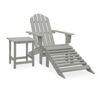 vidaXL Solid Fir Wood Garden Adirondack Chair with Ottoman&Table Grey Unit
