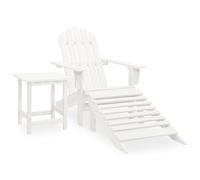 vidaXL Solid Fir Wood Garden Adirondack Chair with Ottoman&Table White Unit