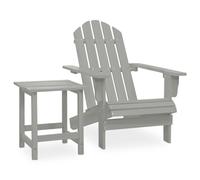 vidaXL Solid Fir Wood Garden Adirondack Chair with Table Grey Patio Seating