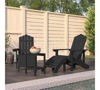 vidaXL Garden Adirondack Chairs with Footstool & Table HDPE Anthracite