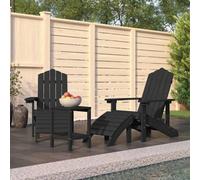 Vidaxl Garden Adirondack Chairs With Footstool & Table Hdpe Anthracite