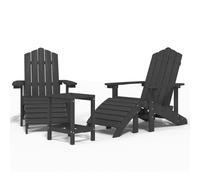 Garden Adirondack Chairs with Footstool & Table HDPE Anthracite