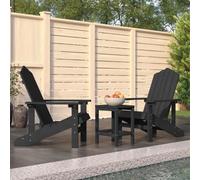 vidaXL Garden Adirondack Chairs with Table HDPE Anthracite Outdoor Armchair