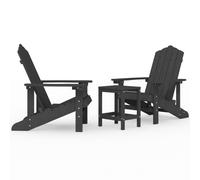 vidaXL Garden Adirondack Chairs with Table HDPE Anthracite Outdoor Armchair