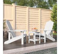 vidaXL Garden Adirondack Chairs with Table HDPE White Patio Outdoor Armchair