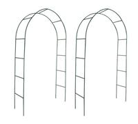 vidaXL Garden Arch Set for Climbing Plants | Durable Iron Frame, Weather-Resistant, Easy to Install | Dark Green | Dimension 140 x 39 x 240 cm, 2 pcs Included